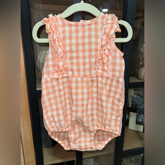 H&M Peach Gingham Baby Romper - Picture 2 of 6